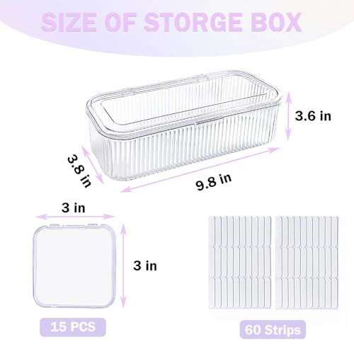15 PCS Press On Nail Organizer Kit with Storage Box & Adhesive Tape