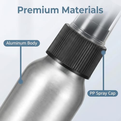 100ml Aluminum Spray Bottles Set of 3 with Black Pump - Essential Oil & Perfume Atomizers