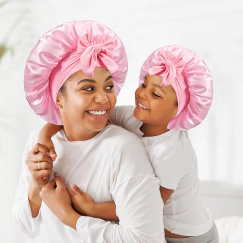 Mommy and Me Satin Bonnet Set - Adjustable Sleeping Hair Caps