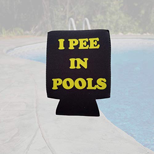 I Pee in Pools Can Cooler - Funny Black & Yellow Design