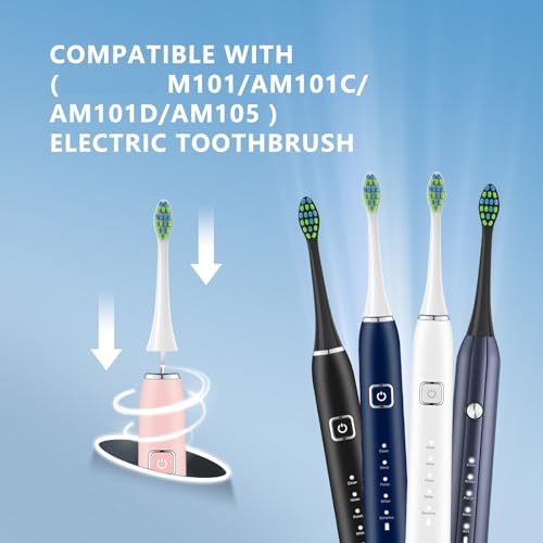 iOearry White Replacement Toothbrush Heads with Covers for 7am2m AM101/AM105 Electric Toothbrush - 10 Pack