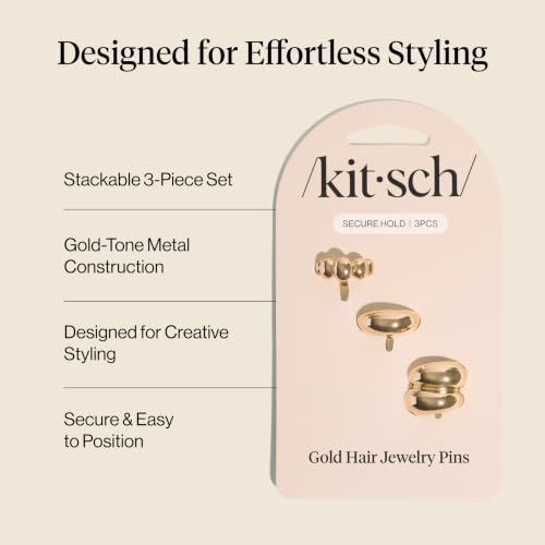 Kitsch Gold Hair Pins - 3pcs Lightweight Cloud Jewelry for Braids & Updos