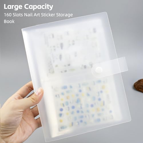 HLQHXWHZT Medium Nail Sticker Book Binder for Nail Decals Storage - Holds 160 Pieces