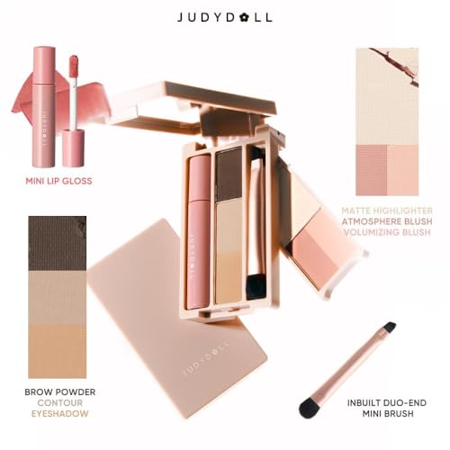 JUDYDOLL Mini Travel Makeup Palette - All-in-One With Mini Lip Gloss - Earthy Box #03