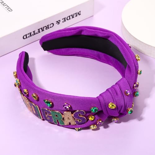 Mardi Gras Headband and Earring Set with Fleur De Lis and Crown Charms