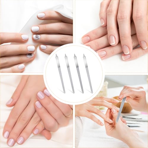 4 PCS Stainless Steel Diamond Nail File Set - 6 Inch Double Sided