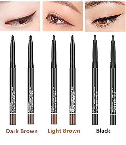 Go Ho 6-Pack Gel Eyeliner Pencils - Black, Light Brown, Dark Brown, Smooth & High Pigment