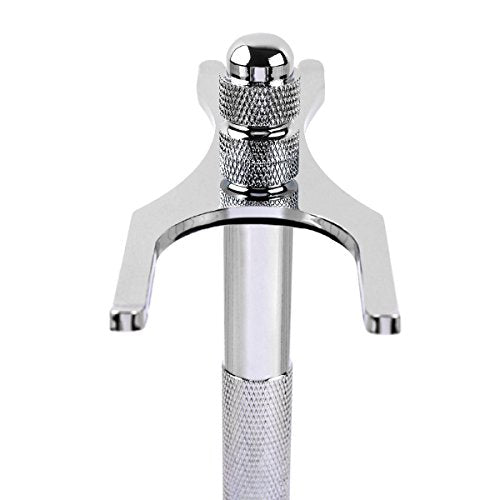QSHAVE Deluxe Silver Chrome Razor & Brush Stand Holder - Anti-Slip, Fits Most Tools