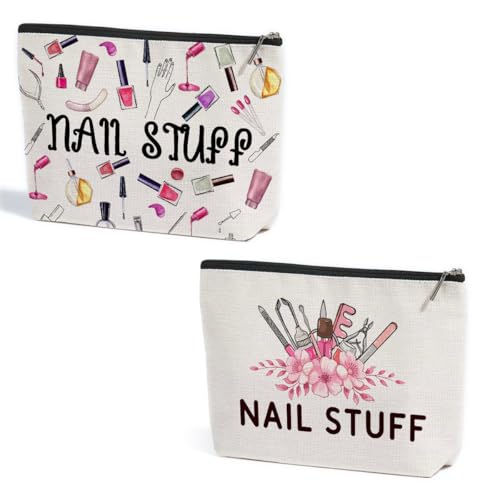 2-Piece Linen Makeup Bag Set - Portable Cosmetic Pouch for Travel