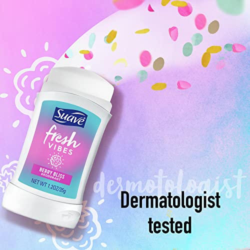 Suave Fresh Vibes Berry Bliss Deodorant Stick, Aluminum-Free, 48 Hour Protection 1.2 oz