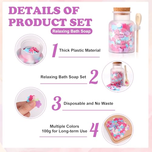 DOSTATNI Flower Paper Soap Sheets & Bath Salt Jar - Pedicure Foot Soak Set