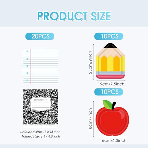 Back to School Party Decorations Set - 40PCS Paper Plates & Napkins