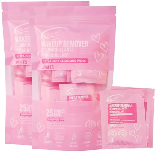 Air Jungles Micellar Makeup Remover Wipes, 50 Individually Wrapped Wipes