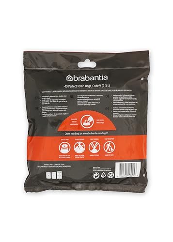 Brabantia PerfectFit Size V Trash Bags - 40 Thick Liners with Drawstring