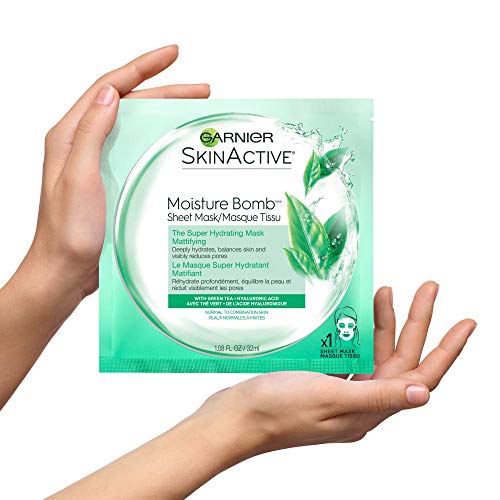 Garnier Moisture Bomb Green Tea Hydrating Sheet Mask 1 Count - Mattifying & Soothing