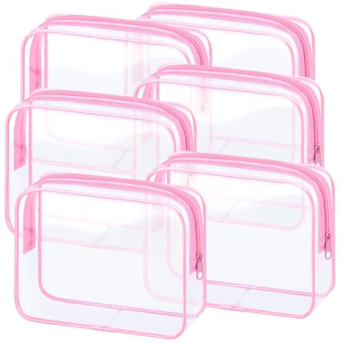 CHICAUP 6-Piece Clear TSA Approved Toiletry Bags, Waterproof Travel Pouch Set