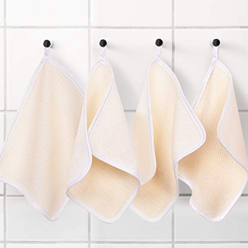 Tatuo Exfoliating Wash Cloths - 10 Soft Weave Towels with White Edge for Body & Face