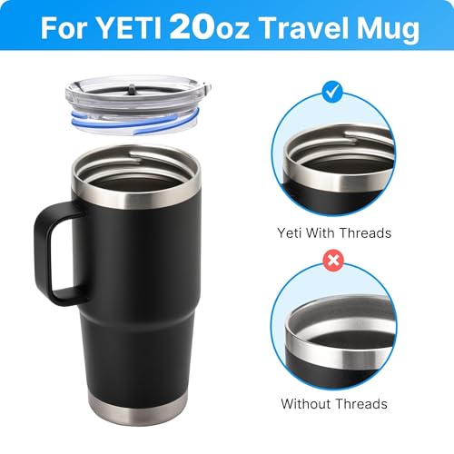 20 oz Spill-Proof Replacement Lid for YETI Rambler Mug - BPA Free Tritan