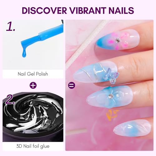 Makartt 3D Nail Gel with Transfer Foil Glue - 8g, Includes 1pc 8ml Design