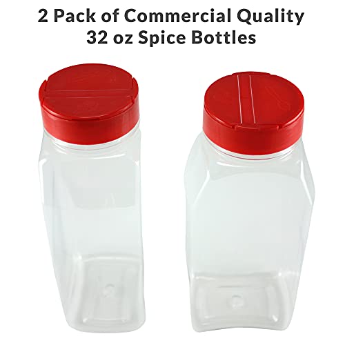 Skyway 32 OZ Plastic Spice Bottles Set of 2 - BPA Free Shaker Jars