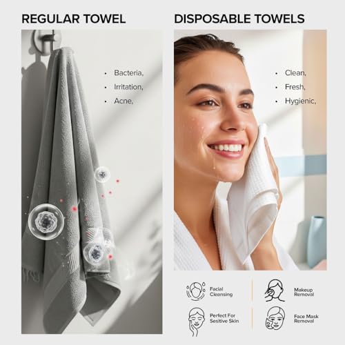 Lebogner 50 Pack Extra Large Soft Biodegradable Face Towels for Sensitive Skin