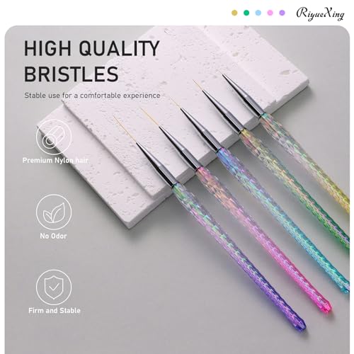 5-Piece Nail Art Liner Brush Set for Fine Detailing - RIYUEXING
