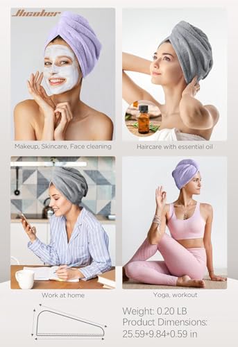 Hicober Microfiber Hair Towel Wrap for Women - Quick Dry, 2-Pack