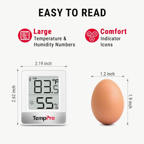 TempPro Bluetooth Indoor Thermometer & Hygrometer - 260FT Range