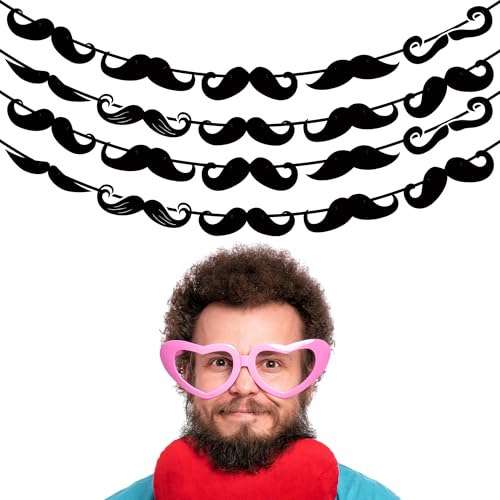 Moustache Banner Decorations - 3 Pack for Birthdays & Parties