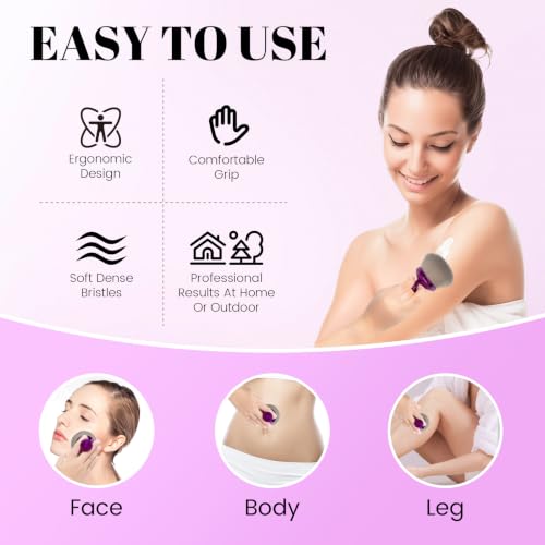 QJKLWV 3.6in Purple Kabuki Brush for Self Tanner & Body Makeup