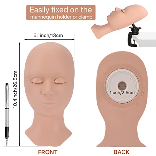 Silicone Eyelash Mannequin Head with 4 Removable Eyelids for Lash Training