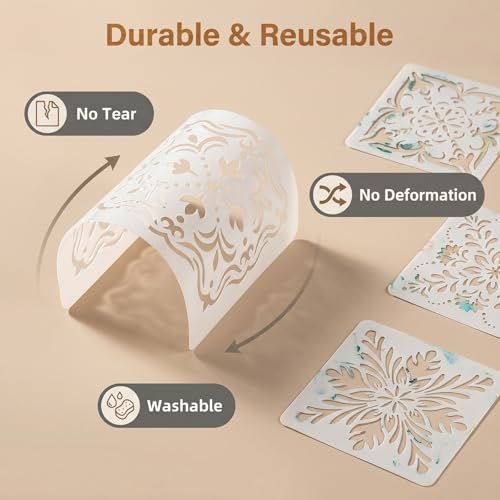 24 Pack Reusable Moroccan Scroll Tile Stencils - 4 Inch for DIY Home Decor & Baking