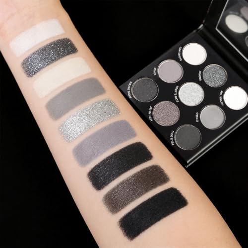 FangTangDI 9 Color Smoky Eyeshadow Palette with Mirror, Matte & Shimmer - Smoky-Matte Shimmer Edition