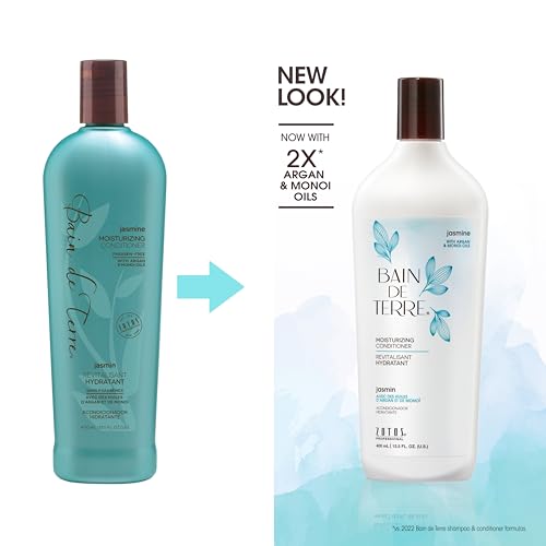 Bain de Terre Jasmine Moisturizing Conditioner 13.5 Fl Oz - Hydrating Argan & Monoi Oil Formula, Vegan & Color-Safe