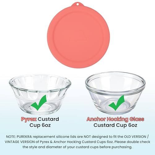 Silicone Lids for Pyrex & Anchor Hocking Custard Cups - 4 Pack