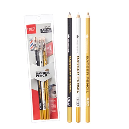 Red by Kiss 3PCS Barber Pencil Set with Built-in Sharpener - Edge & Beard Outline