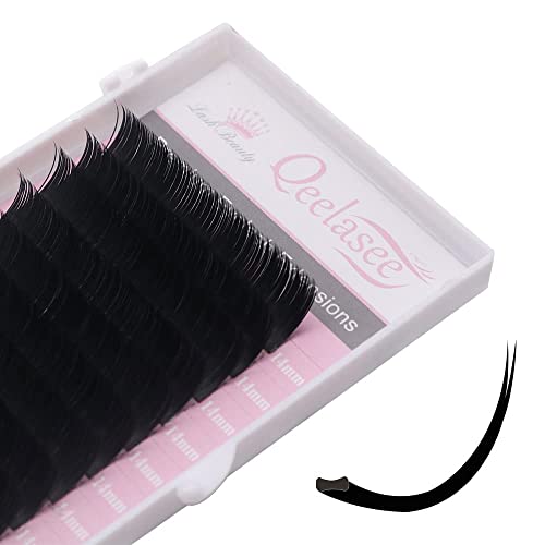 Qeelasee 0.20mm D Curl Flat False Mink Eyelash Extensions 13mm for Salon