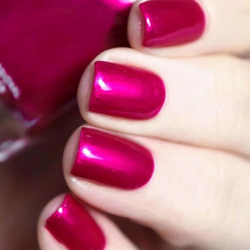 NovaCharm Pearly Hot Pink Nail Polish - 12ml Fast Dry Chrome Shimmer