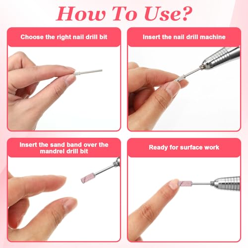 8-Piece Mini Mandrel Nail Drill Bits Set for Electric Nail Drills
