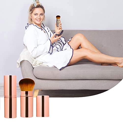Gold UNIMEIX Retractable Makeup Brush Kabuki Blush Foundation Tool for Liquid & Powder