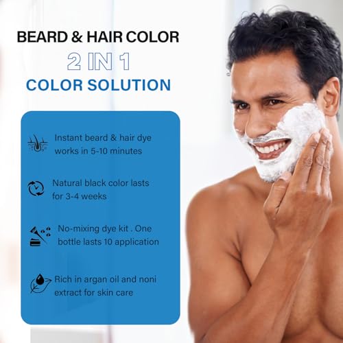 Men's Black Beard Dye & Hair Color Shampoo - Gray Coverage & Fast Results