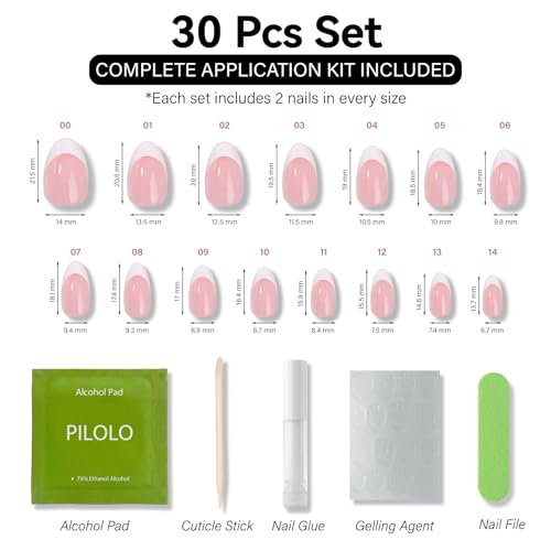 PILOLO Timeless Romance Polka Dot Press On Nails - Short Almond Manicure Kit