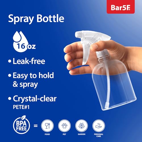 16 Oz Clear Spray Bottle Set - Adjustable Sprayer for Multi-Purpose Use