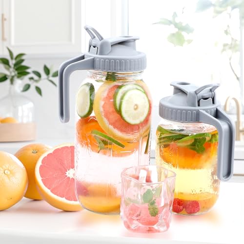 32 oz Mason Jar Pitcher with Pour Spout Lid - Airtight & Leak-Proof