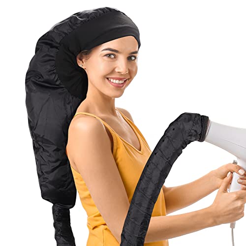 HIFILTURE Black Upgraded Large Hooded Hair Dryer Bonnet Cap with Long Tube