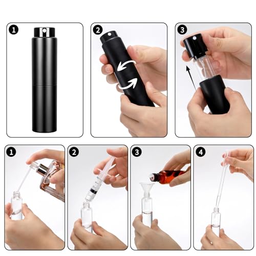 Mezchi 20ml Refillable Perfume Atomizer - 6 Pack Leakproof Travel Sprayer