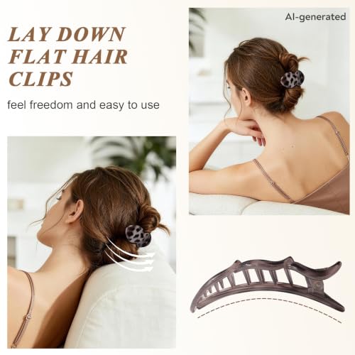 Amlaidu Flat Hair Clips for Women – Claw Clips for Thick/Thin Hair, 4 Color Variants (Yellow, Red, White Tort, Black) 1 Count