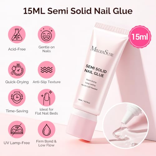 MelodySusie Press-On Toenails Kit - 150 Pcs Square Soft Gel Pedicure Set