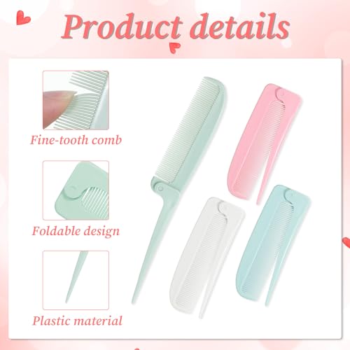 Travel Foldable Hair Parting Combs Set - 4 Pcs for Men & Women
