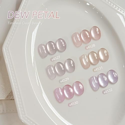 GAOY Cat Eye Gel Nail Polish Set - 6 Colors Holographic Glitter UV Gel